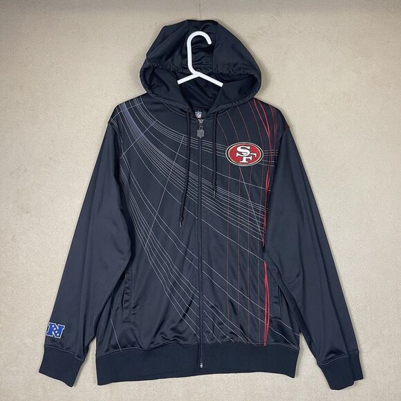 NFL Pro Line Hoodie Mens Large Black San Francisco 59ers Football Full Zip Adult - Picture 1 of 12